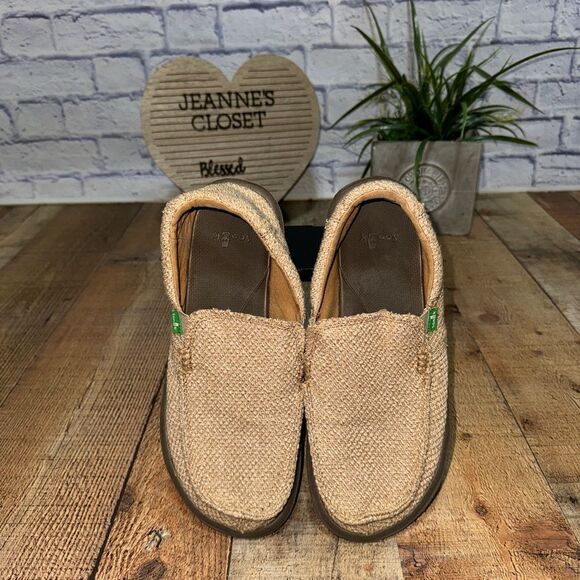 Sanuk Mens Chibalicious Hemp Slip On Beige Sidewalk Surfers Shoes 1014554 Sz 9 - Picture 3 of 10